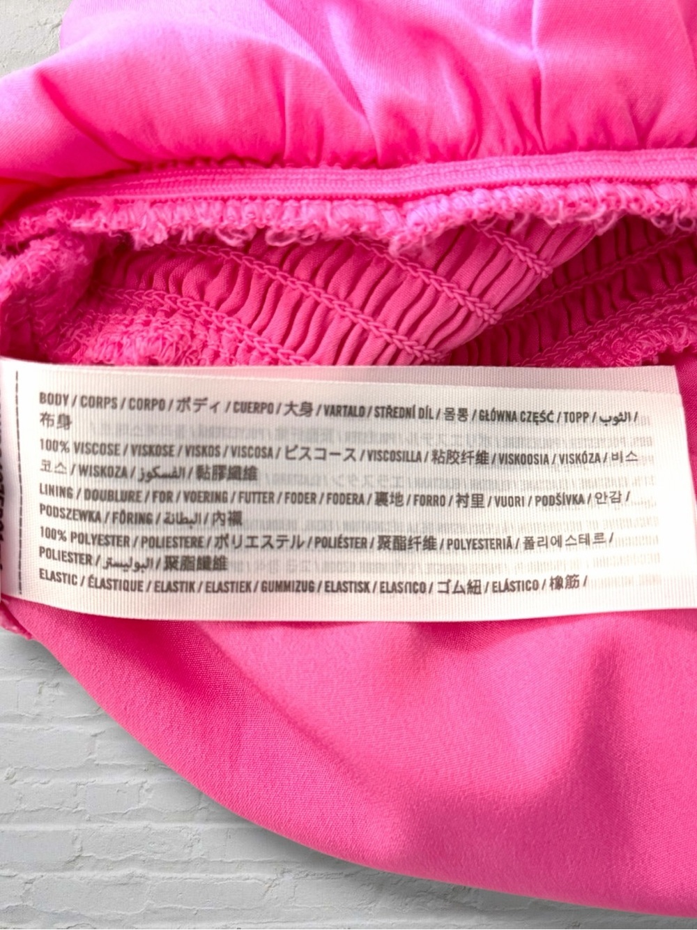 Hollister Smocked Puff Sleeve Crop Top Womens Large Pink Square Neck Cottagecore - Picture 6 of 8